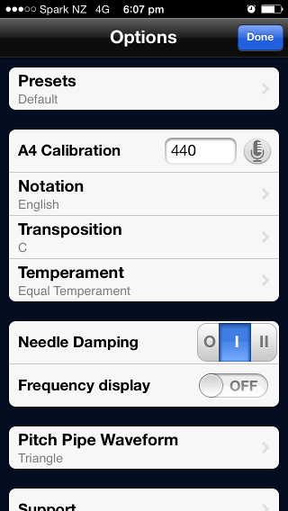 use cleartune app to measure frequency